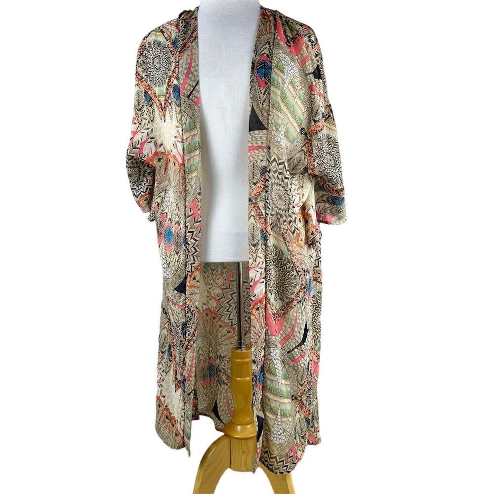 Aina Be Women's Boho Print Kimono Size L Multicolor